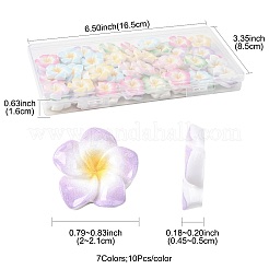 70Pcs 7 Colors Plumeria Flower Opaque Resin Cabochons&nbsp;CRES-FS0001-32
