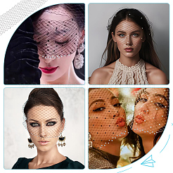 Vintage Polyester Rhinestone Mesh Face Veils for Women&nbsp;AJEW-WH0348-705