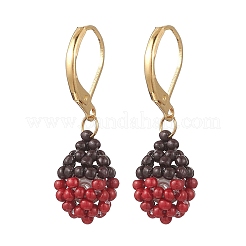 Handmade Glass Seed Beads Leverback Earrings&nbsp;EJEW-MZ00572-02