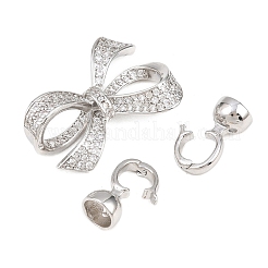 Brass Micro Pave Clear Cubic Zirconia Fold Over Clasps&nbsp;KK-U059-61P