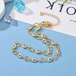 Brass Horse Eye Link Chain Necklaces&nbsp;NJEW-JN03161-01