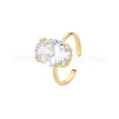 Oval Glass Open Cuff Ring&nbsp;RJEW-S049-001G-01