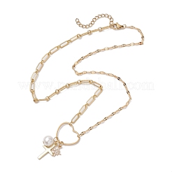 Brass with Stainless Steel Pendants Necklaces&nbsp;NJEW-JN04873