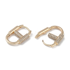 Carabiner Brass Micro Pave Clear Cubic Zirconia Hoop Earrings&nbsp;EJEW-L292-012G