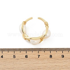 Brass Pearls Open Cuff Rings for Women&nbsp;KK-D301-04G