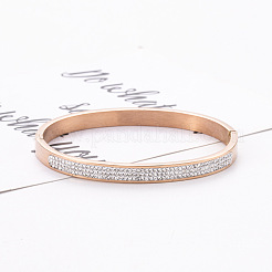 201 Stainless Steel Rhinestone Hinged Bangles for Women&nbsp;PW-WGDDB51-03