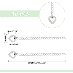 40Pcs 304 Stainless Steel Curb Chain Extender&nbsp;STAS-UN0053-96