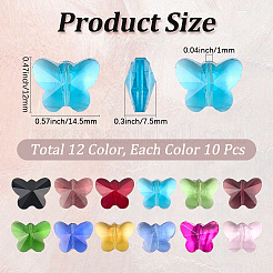 120Pcs 12 Colors Transparent Glass Beads&nbsp;GLAA-LT0001-02