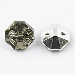 2-Hole Taiwan Acrylic Rhinestone Octagon Buttons&nbsp;X-BUTT-F016-25mm-19