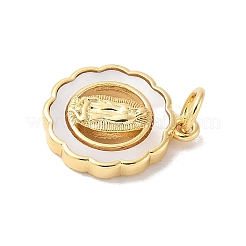Brass Pave Natural White Shell Pendants&nbsp;KK-S522-06D-G