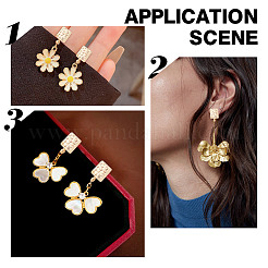 10Pcs Square Brass Cubic Zirconia Stud Earring Findings&nbsp;KK-AR0004-03