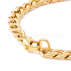 Ion Plating(IP) 304 Stainless Steel Curb Chain with Bar Link Bracelet for Men Women&nbsp;BJEW-F428-01A-G
