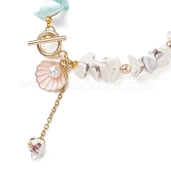 Dyed Natural Trochid Shell/Trochus Shell Chips Beaded Bracelets for Women&nbsp;BJEW-JB13130-03