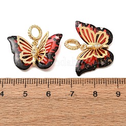 Brass Micro Pave Cubic Zirconia with Acrylic Pendants&nbsp;AC-CJC23E2-01G-01-RS