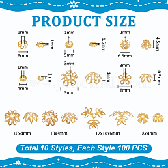 1000Pcs 10 Styles Iron Bead Caps&nbsp;FIND-UN0009-95