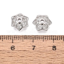 Brass Micro Pave Clear Cubic Zirconia Bead Caps&nbsp;KK-Q071-13P-02