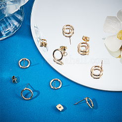 20Pcs Long-Lasting Plated Brass Circle Ring Stud Earrings for Women&nbsp;KK-BBC0008-17