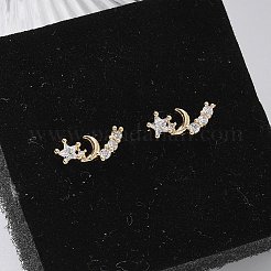 Brass Clear Cubic Zirconia Stud Earrings&nbsp;EJEW-Q014-11G