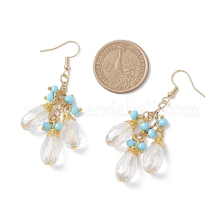 Glass Teardrop Dangle Earrings&nbsp;EJEW-JE06835