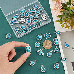 40Pcs 8 Style Platinum Plated Alloy Glass Pendants Sets&nbsp;ALRI-PH0001-27B