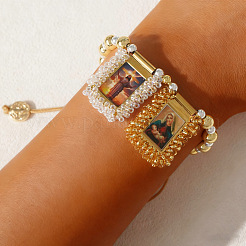 Adjustable Jesus & Virgin Mary Charm Cord Bracelets&nbsp;KQ6530