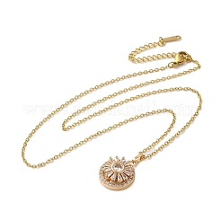 Brass Micro Pave Cubic Zirconia Pendant Necklaces&nbsp;NJEW-E106-11KCG-04