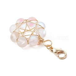Star Copper Wire Wrapped Synthetic Moonstone Pendant Decorations&nbsp;HJEW-JM03027