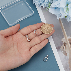 3Pcs 3 Styles Rhodium Plated Rack Plating 925 Sterling Silver Pendants Cabochon Settings&nbsp;STER-PH0002-37