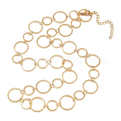 304 Stainless Steel 10mm and 14MM Ring Link Chain Necklaces&nbsp;NJEW-P343-02C-G