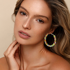 6 Pairs 6 Colors Stainless Steel Hoop Earrings&nbsp;EJEW-DC0001-51
