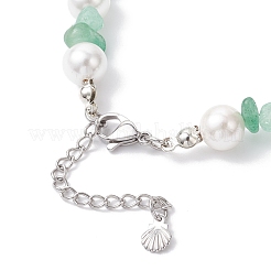 Natural Green Aventurine Chip & Glass Shell Round Beaded Bracelets&nbsp;BJEW-JB12317-01