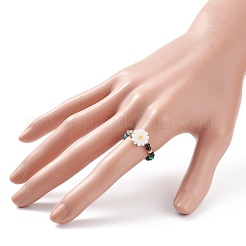 Shell & Glass Beaded Stretch Finger Ring for Women&nbsp;RJEW-JR00481