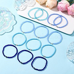 13Pcs Evil Eye Resin & Glass Beads Stretch Bracelets Sets&nbsp;BJEW-JB12367