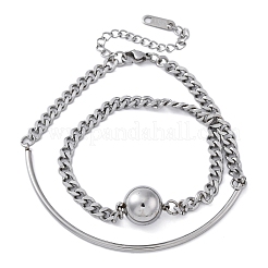 304 Stainless Steel Curb Chain Wrap Bracelets for Women&nbsp;BJEW-A036-12P