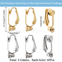 20Pcs 2 Styles 304 Stainless Steel Clip-on Earring Converters Findings&nbsp;STAS-SC0006-83