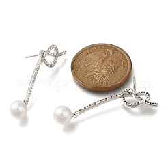 Rack Plating knot Brass Micro Pave Clear Cubic Zirconia Stud Earrings&nbsp;EJEW-H143-23P