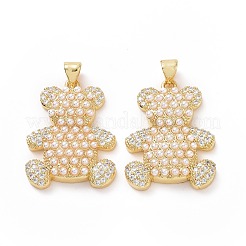 Brass Micro Pave Clear Cubic Zirconia Pendants&nbsp;ZIRC-F134-05G