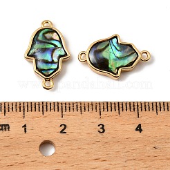 Natural Paua Shell Hamsa Hand Connector Charms&nbsp;KK-G538-44G
