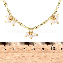 Natural Pearl Beads Potato Multi Pendant Brass Oval Link Chain Necklaces&nbsp;NJEW-JN06514