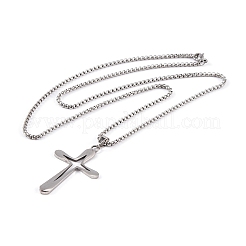 Non-Tarnish Cross 201 Stainless Steel Pendant Necklaces&nbsp;NJEW-F320-02P