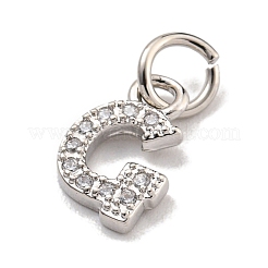 Initial Letter Brass with Cubic Zirconia Charms&nbsp;KK-Q814-26G-P