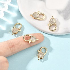 SHEGRACE Brass Micro Pave Clear Cubic Zirconia Lobster Claw Clasps&nbsp;XGRQ58826-762G