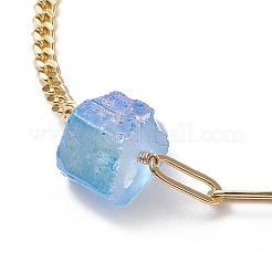 Electroplated Hexagon Prism Natural Quartz Link Bracelets&nbsp;BJEW-JB10753-02