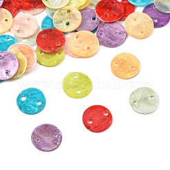 56Pcs 7 Colors Spray Painted Natural Capiz Shell Connector Charms&nbsp;SSHEL-FS0001-09