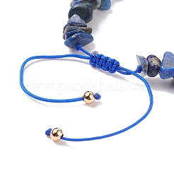 Natural Lapis Lazuli Chips & Resin Evil Eye Braided Bead Bracelet&nbsp;BJEW-JB08495-03