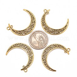 Tibetan Style Alloy Hollow Moon  2-Loop Link Pendants&nbsp;TIBEP-5312-AG-LF