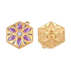 304 Stainless Steel Enamel & Rhinestone Pendants&nbsp;STAS-G398-26G-03