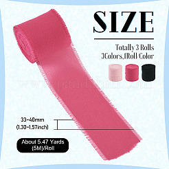 3 Rolls Polyester Raw Edges Ribbons&nbsp;SRIB-TAC0002-26C