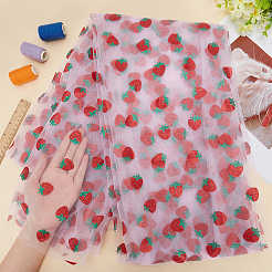 Strawberry Pattern Polyester Mesh Lace Fabric&nbsp;DIY-WH0419-42