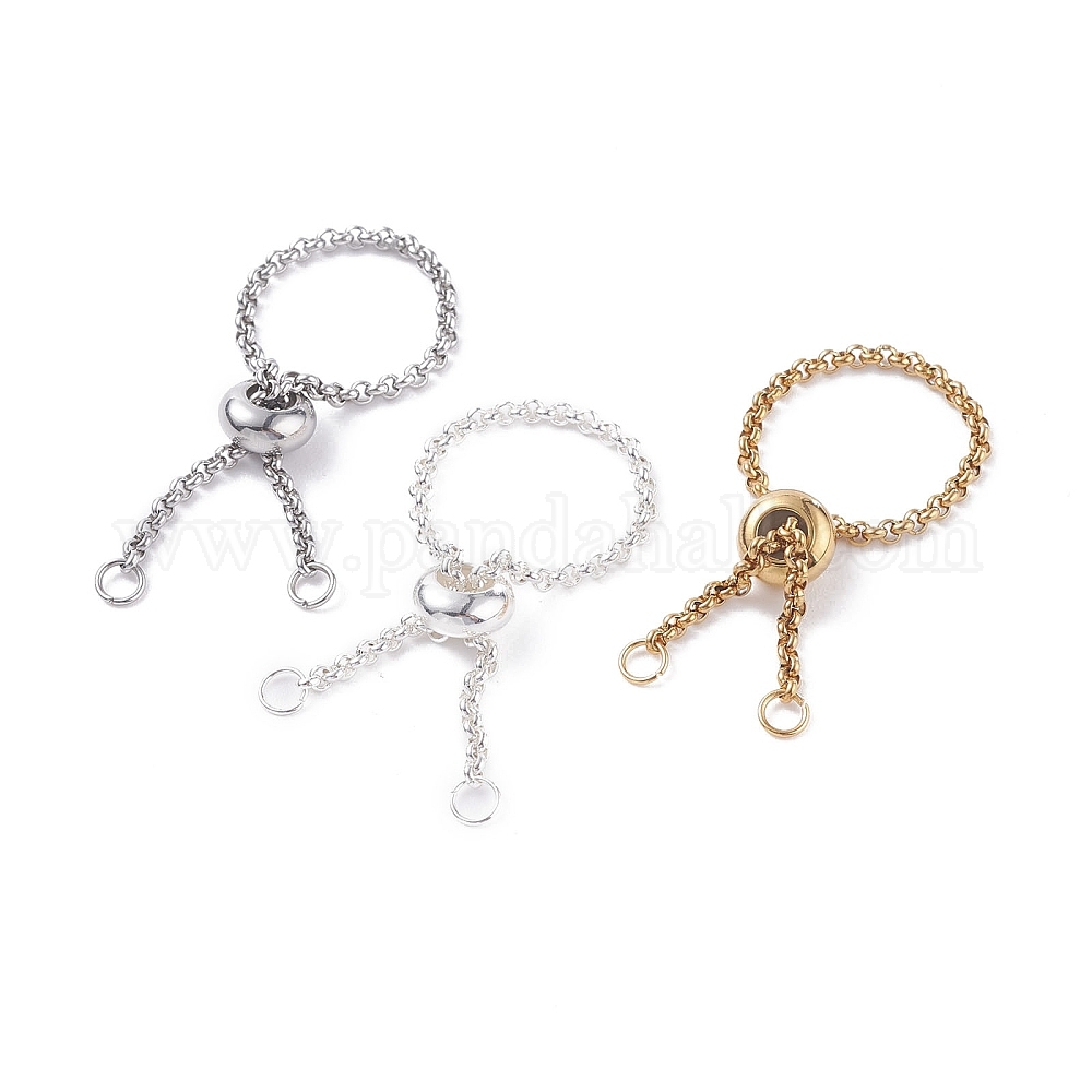 Wholesale 304 Stainless Steel Rolo Chains Slider Ring Findings ...